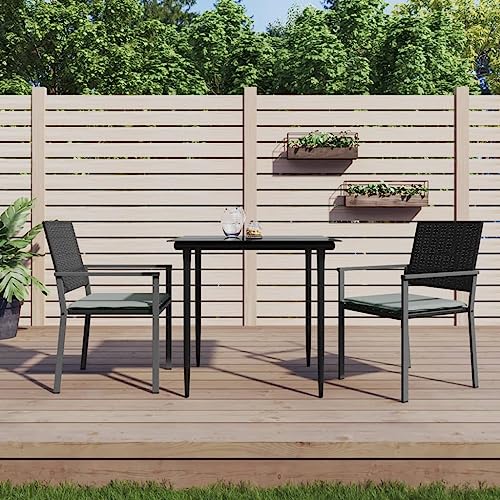 Woonisher 3-TLG. Garten-Essgruppe mit Kissen Poly Rattan und Stahl Rattan gartenmöbel Set von Woonisher