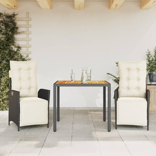Woonisher 3-TLG. Garten-Essgruppe mit Kissen Schwarz Poly Rattan Rattan gartenmöbel Set Woonisher 3-TLG. Garten-Essgruppe mit Kissen Schwarz Poly Rattan Rattan gartenmöbel Set von Woonisher