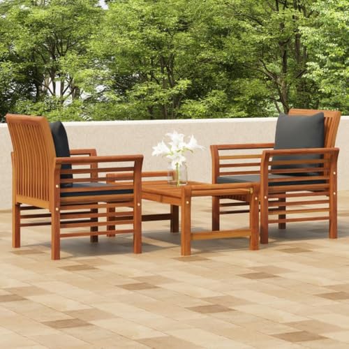 Woonisher 3-TLG. Garten-Lounge-Set mit Kissen Massivholz Akazie Rattan gartenmöbel Set von Woonisher