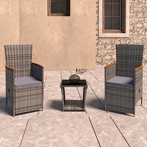 Woonisher 3-TLG. Garten-Lounge-Set mit Kissen Poly Rattan Grau Rattan gartenmöbel Set Woonisher 3-TLG. Garten-Lounge-Set mit Kissen Poly Rattan Grau Rattan gartenmöbel Set von Woonisher