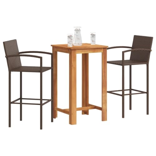 Woonisher 3-TLG. Gartenbar-Set Braun Massivholz Akazie und Poly Rattan Rattan gartenmöbel Set Woonisher 3-TLG. Gartenbar-Set Braun Massivholz Akazie und Poly Rattan Rattan gartenmöbel Set von Woonisher