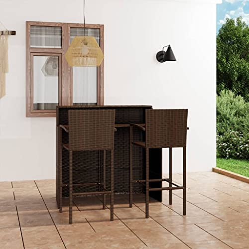 Woonisher 3-TLG. Gartenbar-Set Braun Rattan gartenmöbel Set Woonisher 3-TLG. Gartenbar-Set Braun Rattan gartenmöbel Set von Woonisher