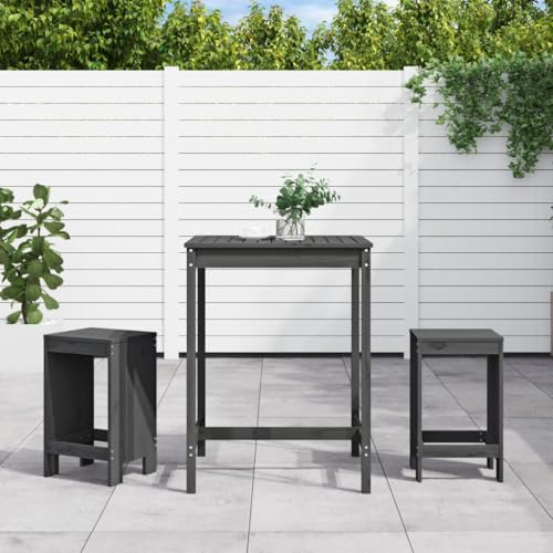 Woonisher 3-TLG. Gartenbar-Set Grau Massivholz Kiefer Rattan gartenmöbel Set Woonisher 3-TLG. Gartenbar-Set Grau Massivholz Kiefer Rattan gartenmöbel Set von Woonisher