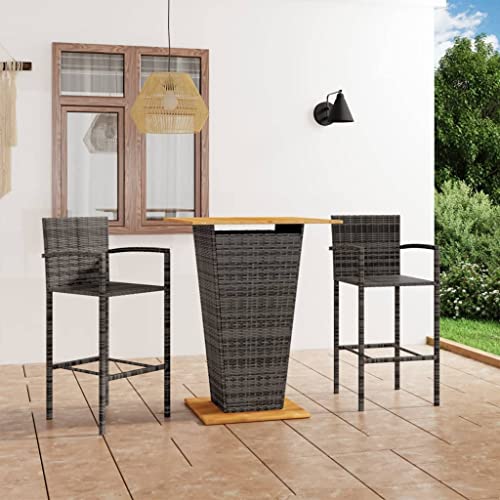 Woonisher 3-TLG. Gartenbar-Set Grau Rattan gartenmöbel Set von Woonisher