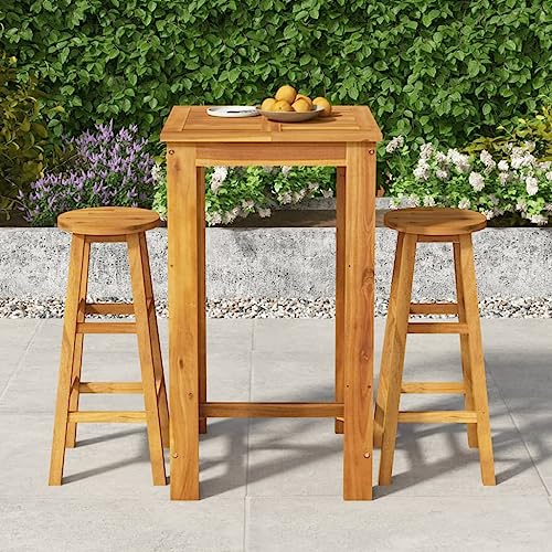 Woonisher 3-TLG. Gartenbar-Set Massivholz Akazie Rattan gartenmöbel Set von Woonisher