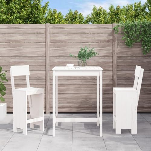 Woonisher 3-TLG. Gartenbar-Set Weiß Massivholz Kiefer Rattan gartenmöbel Set Woonisher 3-TLG. Gartenbar-Set Weiß Massivholz Kiefer Rattan gartenmöbel Set von Woonisher