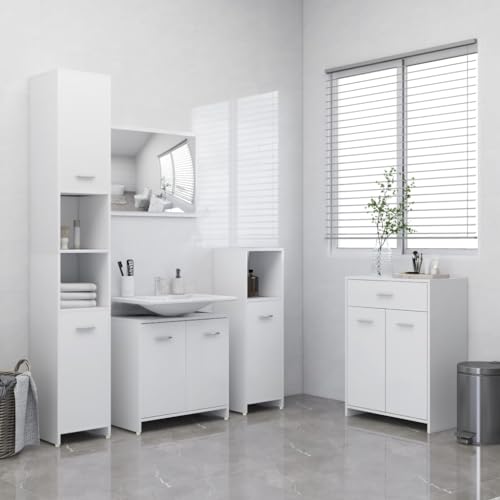 Woonisher 4-TLG. Badmöbel-Set Weiß badmöbel Set mit spiegelschrank von Woonisher