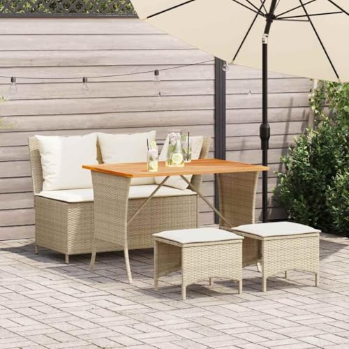 Woonisher 4-TLG. Garten-Essgruppe mit Kissen Beige Poly Rattan Rattan gartenmöbel Set von Woonisher