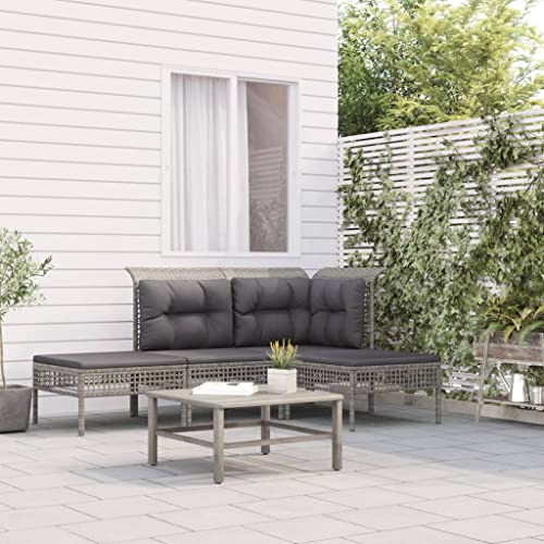 Woonisher 4-TLG. Garten-Lounge-Set mit Kissen Grau Poly Rattan Rattan gartenmöbel Set Woonisher 4-TLG. Garten-Lounge-Set mit Kissen Grau Poly Rattan Rattan gartenmöbel Set von Woonisher