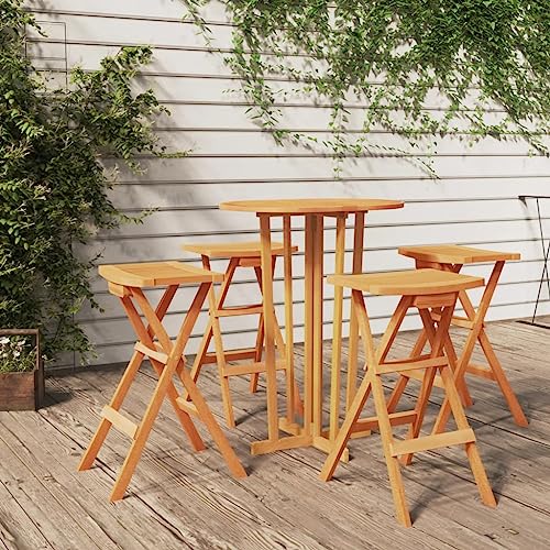 Woonisher 5-TLG. Bar-Set Klappbar Massivholz Teak Rattan gartenmöbel Set von Woonisher