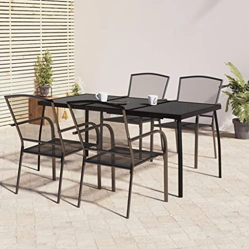 Woonisher 5-TLG. Garten-Essgruppe Anthrazit Stahl Rattan gartenmöbel Set von Woonisher