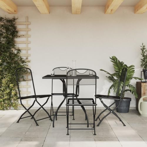 Woonisher 5-TLG. Garten-Essgruppe Anthrazit Streckgitter Rattan gartenmöbel Set von Woonisher