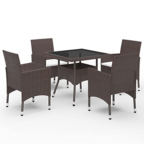 Woonisher 5-TLG. Garten-Essgruppe Braun Poly Rattan und Glas Rattan gartenmöbel Set Woonisher 5-TLG. Garten-Essgruppe Braun Poly Rattan und Glas Rattan gartenmöbel Set von Woonisher