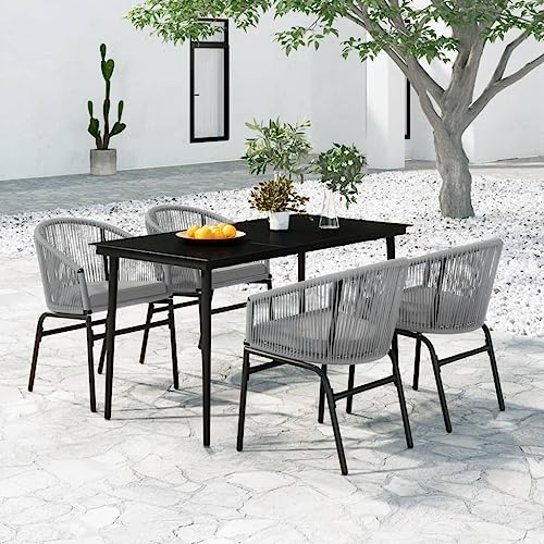 Woonisher 5-TLG. Garten-Essgruppe Grau Rattan gartenmöbel Set von Woonisher