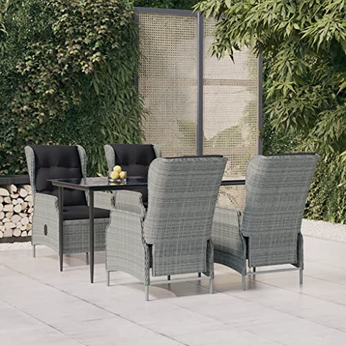 Woonisher 5-TLG. Garten-Essgruppe Hellgrau Poly Rattan Rattan gartenmöbel Set von Woonisher