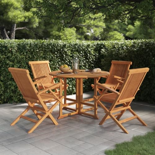 Woonisher 5-TLG. Garten-Essgruppe Klappbar Massivholz Teak Rattan gartenmöbel Set von Woonisher