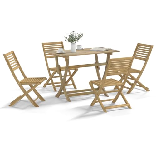 Woonisher 5-TLG. Garten-Essgruppe Massivholz Akazie Rattan gartenmöbel Set von Woonisher