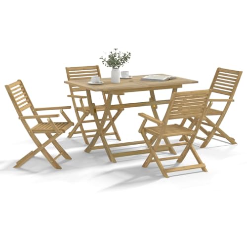 Woonisher 5-TLG. Garten-Essgruppe Massivholz Akazie Rattan gartenmöbel Set von Woonisher
