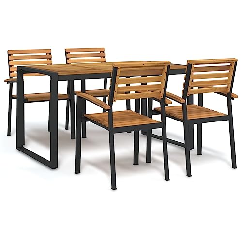 Woonisher 5-TLG. Garten-Essgruppe Massivholz Akazie und Metall Rattan gartenmöbel Set Woonisher 5-TLG. Garten-Essgruppe Massivholz Akazie und Metall Rattan gartenmöbel Set von Woonisher