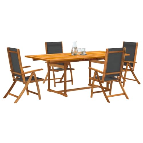 Woonisher 5-TLG. Garten-Essgruppe Massivholz Akazie und Rattan gartenmöbel Set von Woonisher