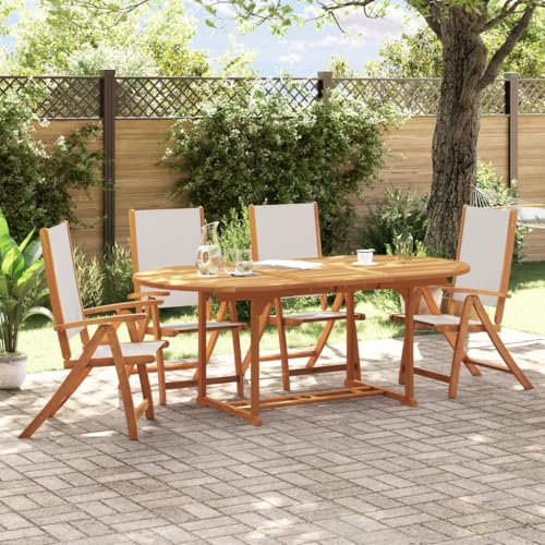 Woonisher 5-TLG. Garten-Essgruppe Massivholz Akazie und Rattan gartenmöbel Set von Woonisher