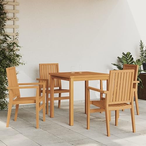 Woonisher 5-TLG. Garten-Essgruppe Massivholz Teak Rattan gartenmöbel Set von Woonisher