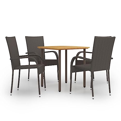 Woonisher 5-TLG. Garten-Essgruppe Poly Rattan Braun Rattan gartenmöbel Set von Woonisher