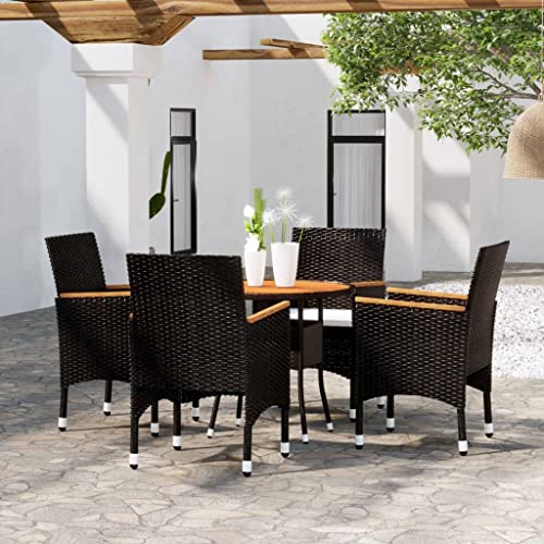 Woonisher 5-TLG. Garten-Essgruppe Poly Rattan Schwarz Rattan gartenmöbel Set von Woonisher