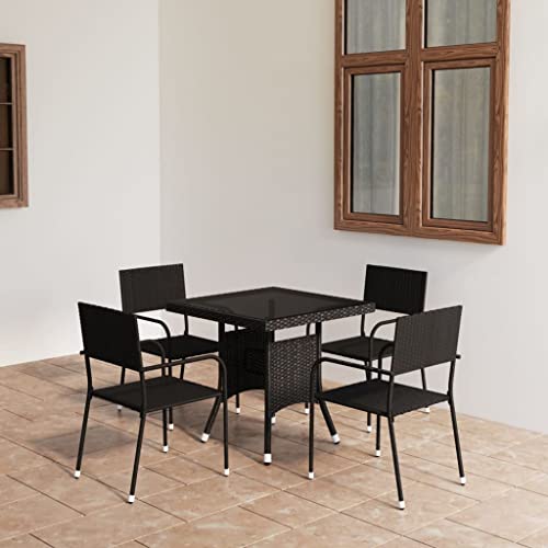 Woonisher 5-TLG. Garten-Essgruppe Poly Rattan Schwarz Rattan gartenmöbel Set Woonisher 5-TLG. Garten-Essgruppe Poly Rattan Schwarz Rattan gartenmöbel Set von Woonisher