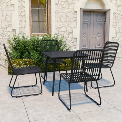 Woonisher 5-TLG. Garten-Essgruppe Poly Rattan und Glas Rattan gartenmöbel Set von Woonisher