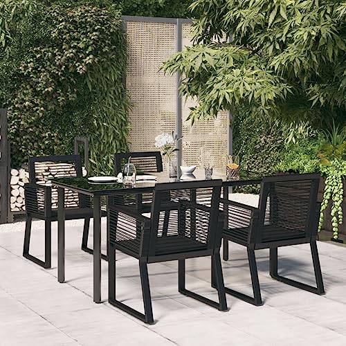Woonisher 5-TLG. Garten-Essgruppe Schwarz PVC Rattan Rattan gartenmöbel Set Woonisher 5-TLG. Garten-Essgruppe Schwarz PVC Rattan Rattan gartenmöbel Set von Woonisher