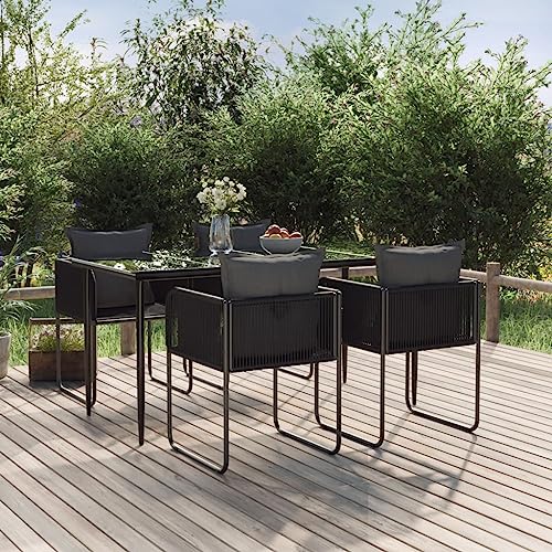 Woonisher 5-TLG. Garten-Essgruppe Schwarz Rattan gartenmöbel Set Woonisher 5-TLG. Garten-Essgruppe Schwarz Rattan gartenmöbel Set von Woonisher
