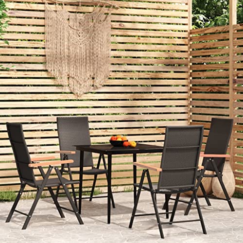 Woonisher 5-TLG. Garten-Essgruppe Schwarz Rattan gartenmöbel Set von Woonisher
