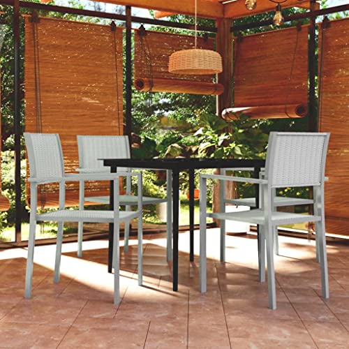 Woonisher 5-TLG. Garten-Essgruppe Weiß Rattan gartenmöbel Set Woonisher 5-TLG. Garten-Essgruppe Weiß Rattan gartenmöbel Set von Woonisher