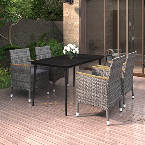 Woonisher 5-TLG. Garten-Essgruppe mit Auflagen Poly Rattan und Glas Rattan gartenmöbel Set von Woonisher