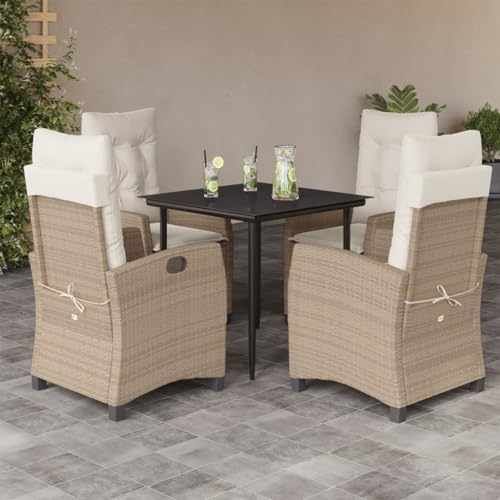 Woonisher 5-TLG. Garten-Essgruppe mit Kissen Beige Poly Rattan Rattan gartenmöbel Set von Woonisher