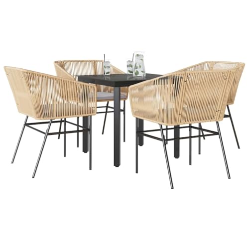 Woonisher 5-TLG. Garten-Essgruppe mit Kissen Braun Poly Rattan Glas Rattan gartenmöbel Set Woonisher 5-TLG. Garten-Essgruppe mit Kissen Braun Poly Rattan Glas Rattan gartenmöbel Set von Woonisher