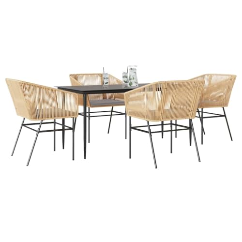 Woonisher 5-TLG. Garten-Essgruppe mit Kissen Braun Poly Rattan Glas Rattan gartenmöbel Set Woonisher 5-TLG. Garten-Essgruppe mit Kissen Braun Poly Rattan Glas Rattan gartenmöbel Set von Woonisher