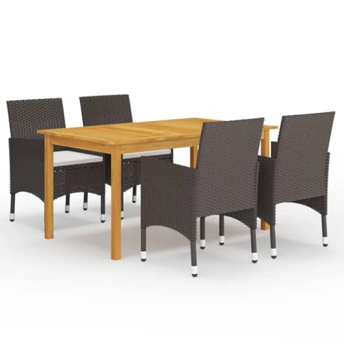 Woonisher 5-TLG. Garten-Essgruppe mit Kissen Braun Rattan gartenmöbel Set Woonisher 5-TLG. Garten-Essgruppe mit Kissen Braun Rattan gartenmöbel Set von Woonisher