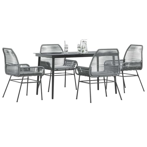Woonisher 5-TLG. Garten-Essgruppe mit Kissen Grau Poly Rattan Glas Rattan gartenmöbel Set Woonisher 5-TLG. Garten-Essgruppe mit Kissen Grau Poly Rattan Glas Rattan gartenmöbel Set von Woonisher