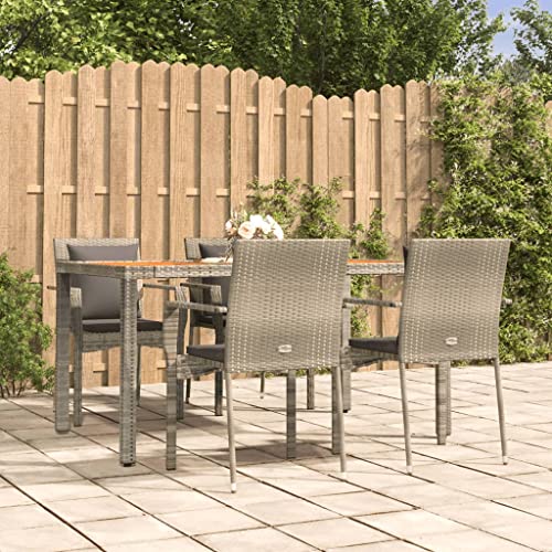 Woonisher 5-TLG. Garten-Essgruppe mit Kissen Grau Poly Rattan Rattan gartenmöbel Set von Woonisher