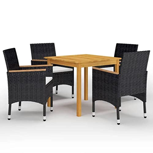 Woonisher 5-TLG. Garten-Essgruppe mit Kissen Schwarz Rattan gartenmöbel Set von Woonisher