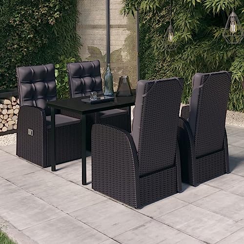 Woonisher 5-TLG. Garten-Essgruppe mit Kissen Schwarz Rattan gartenmöbel Set von Woonisher