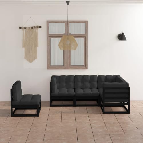 Woonisher 5-TLG. Garten-Lounge-Set mit Kissen Massivholz Kiefer Rattan gartenmöbel Set Woonisher 5-TLG. Garten-Lounge-Set mit Kissen Massivholz Kiefer Rattan gartenmöbel Set von Woonisher