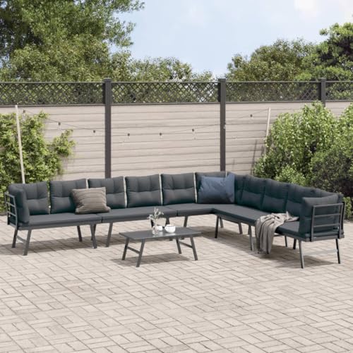 Woonisher 5-TLG. Garten-Sitzgruppe mit Kissen Schwarz Stahl Rattan gartenmöbel Set Woonisher 5-TLG. Garten-Sitzgruppe mit Kissen Schwarz Stahl Rattan gartenmöbel Set von Woonisher