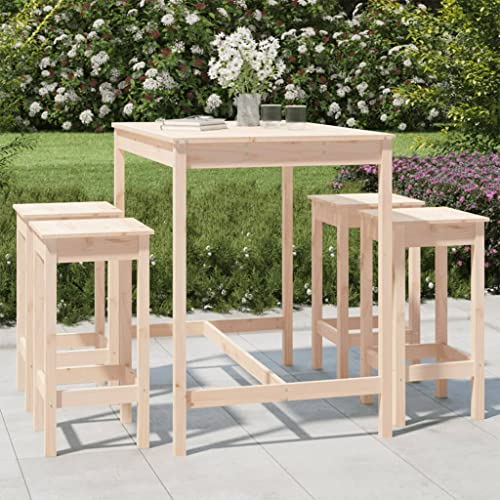 Woonisher 5-TLG. Gartenbar-Set Massivholz Kiefer Rattan gartenmöbel Set von Woonisher