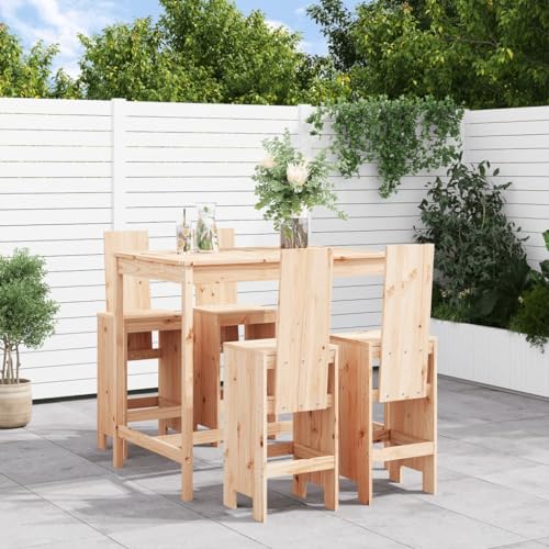 Woonisher 5-TLG. Gartenbar-Set Massivholz Kiefer Rattan gartenmöbel Set von Woonisher