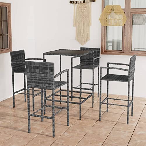 Woonisher 5-TLG. Gartenbar-Set Poly Rattan Grau Rattan gartenmöbel Set Woonisher 5-TLG. Gartenbar-Set Poly Rattan Grau Rattan gartenmöbel Set von Woonisher