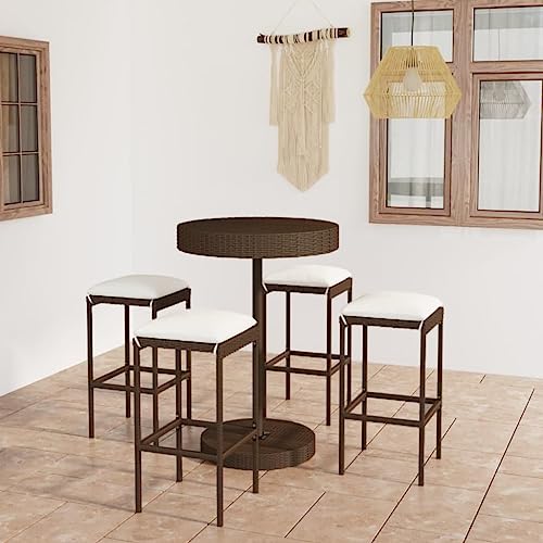 Woonisher 5-TLG. Gartenbar-Set mit Kissen Poly Rattan Braun Rattan gartenmöbel Set Woonisher 5-TLG. Gartenbar-Set mit Kissen Poly Rattan Braun Rattan gartenmöbel Set von Woonisher