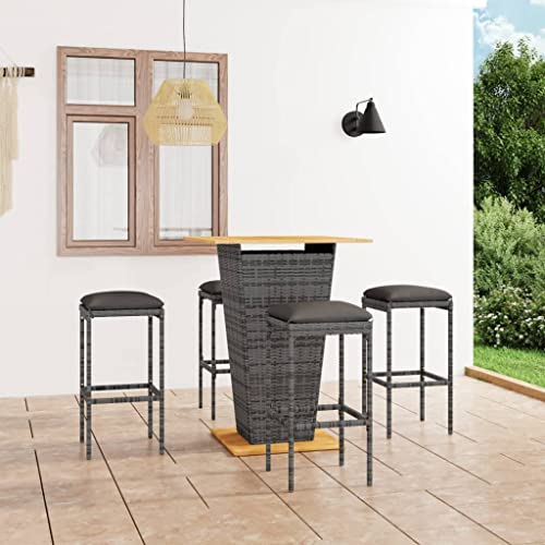 Woonisher 5-TLG. Gartenbar-Set mit Kissen Poly Rattan Grau Rattan gartenmöbel Set Woonisher 5-TLG. Gartenbar-Set mit Kissen Poly Rattan Grau Rattan gartenmöbel Set von Woonisher
